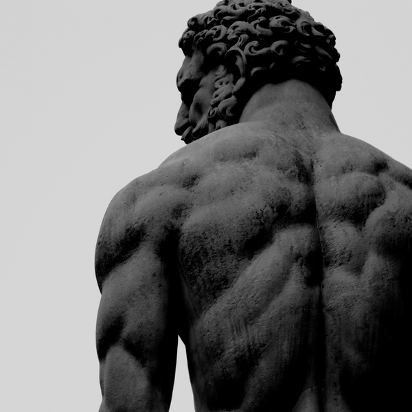 Hercules Statue Back Shot Greyscale